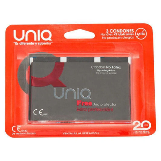 Uniq Free Latexfreie Kondome mit Schutzring - Hypoallergen